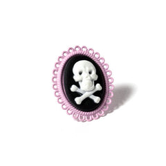 Pink Cameo Skull Ring