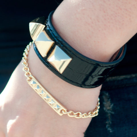 Black & Gold Studded Band