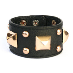 Black & Gold Pyramid Stud Band