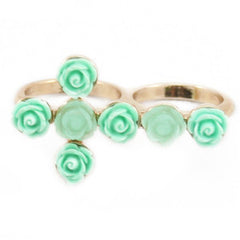 Mint Floral Cross Ring