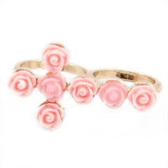 Pink Floral Cross Ring